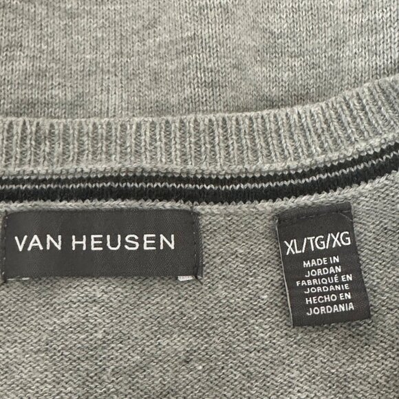 Van Heusen Mens Gray V-Neck Sleeveless Sweater Vest XL Preppy Academia Career - Picture 4 of 8